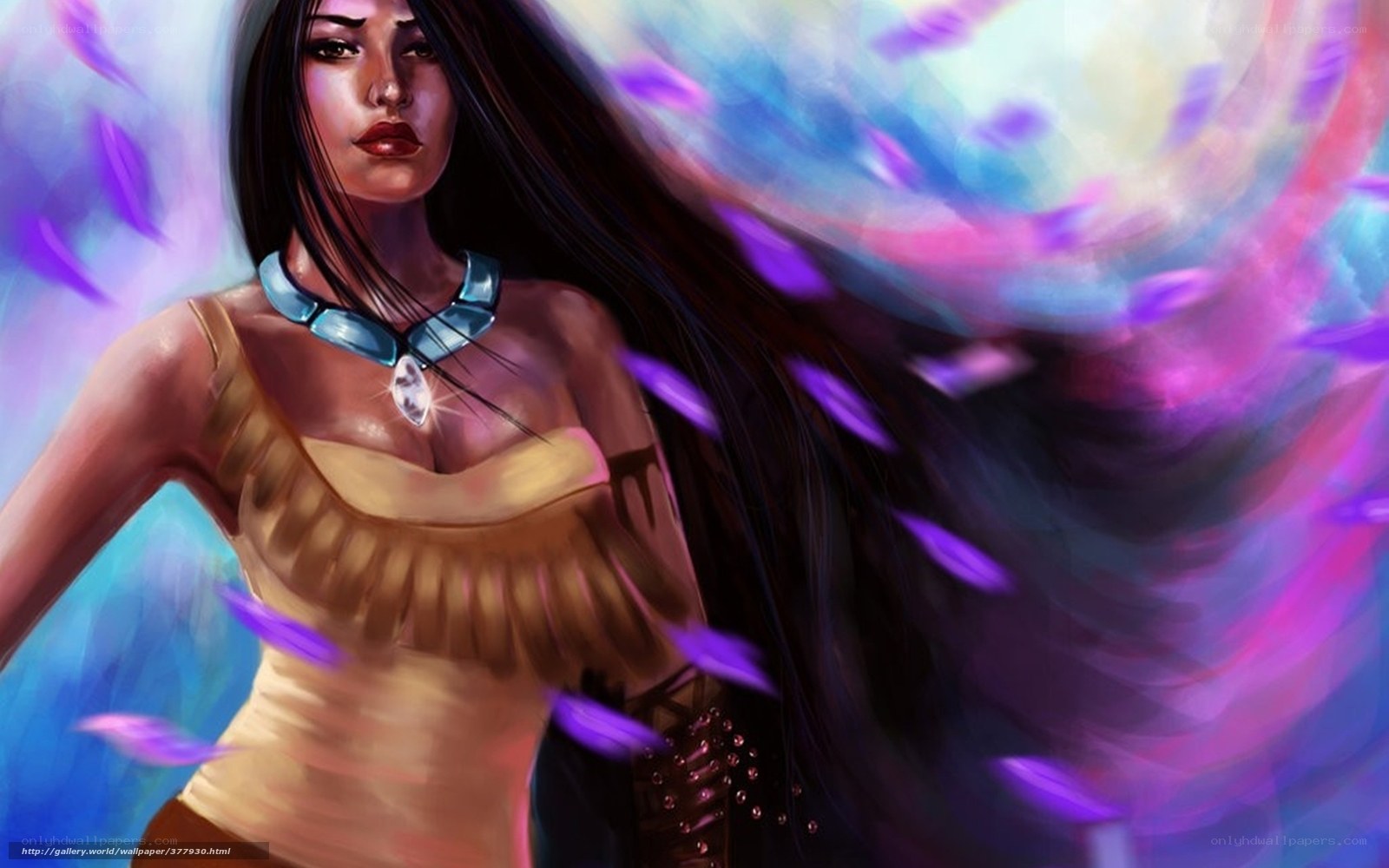 Native woman with feather magic
