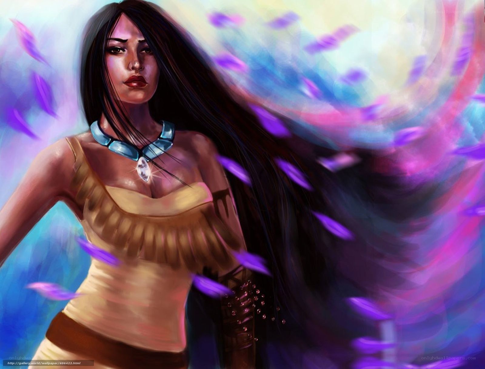 Native woman with feathers
