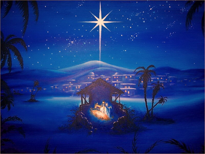Nativity Scene at Night