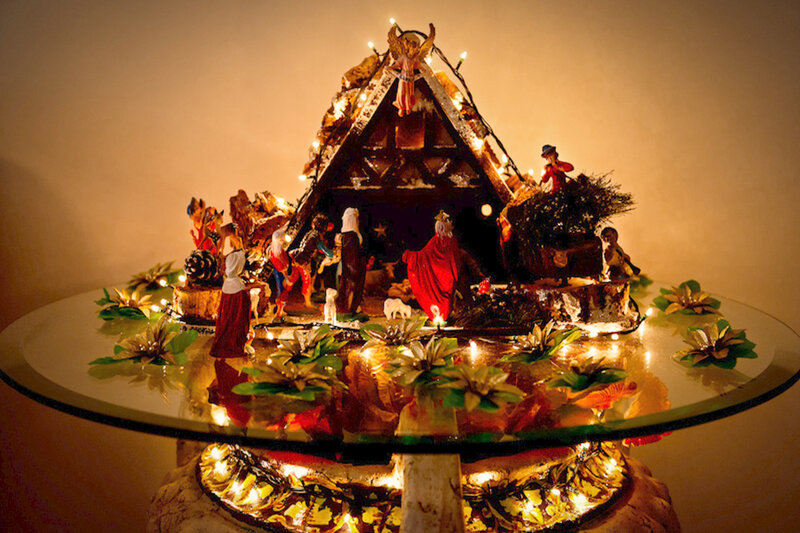 Nativity Scene Display — Gold