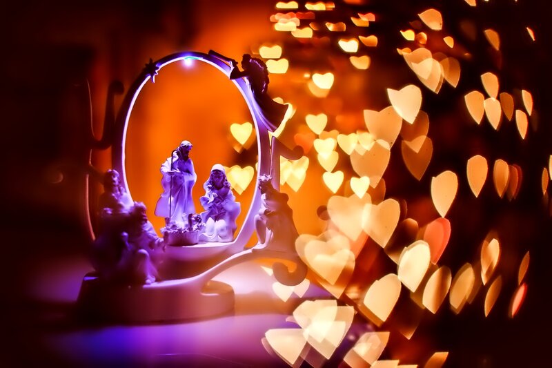 Nativity Scene Figurine — Purple