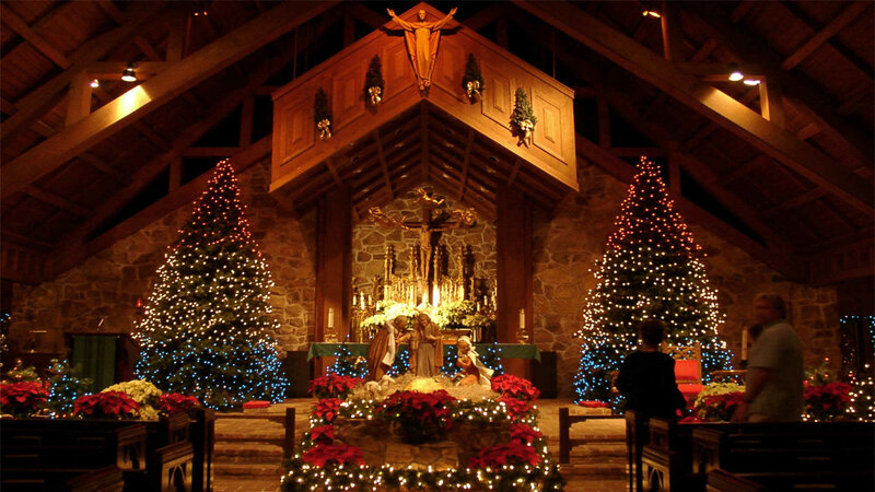 Nativity Scene in Church — Brown, Serene, Night, Photograph
