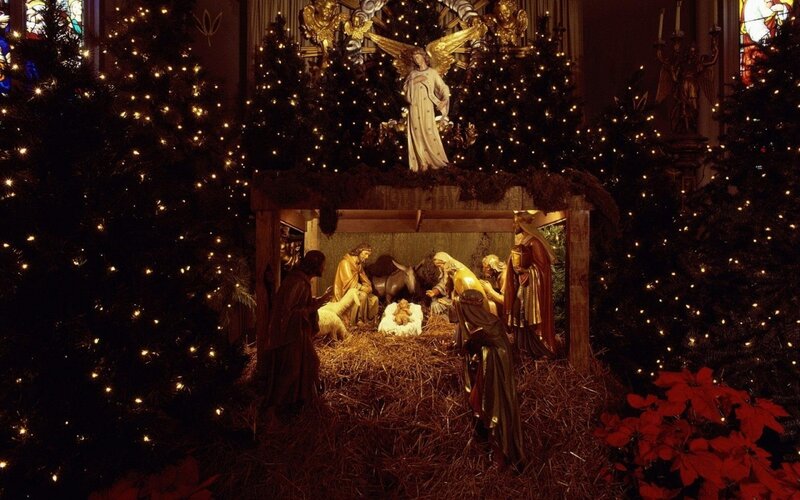 Nativity Scene in Church — Brown, Serene