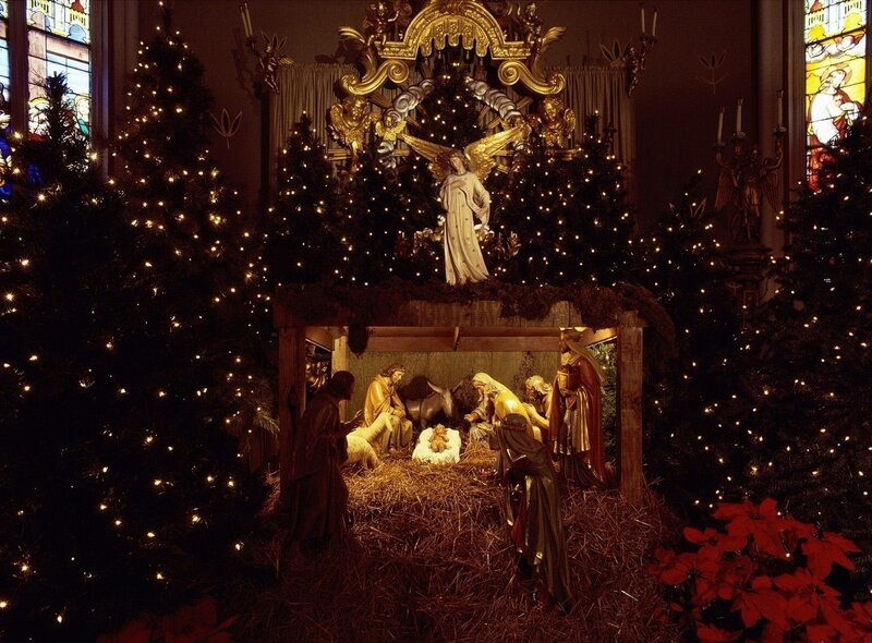 Nativity scene in church