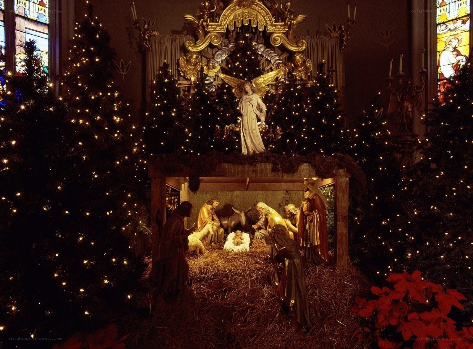 Nativity scene in church