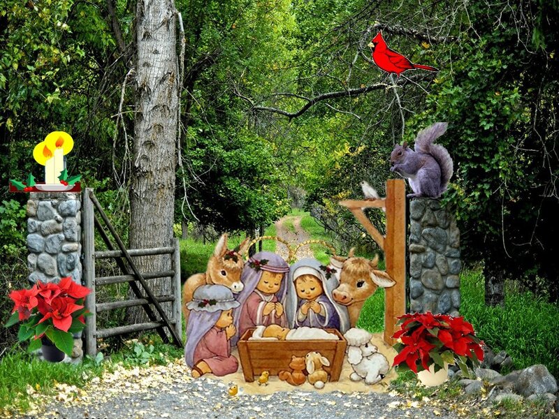 Nativity Scene in Forest — Green