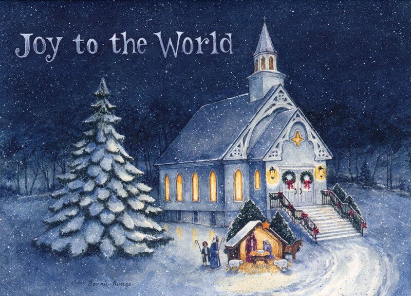 Nativity Scene in Snow — Blue, Peaceful, Night