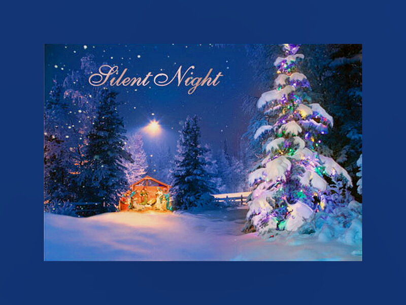 Nativity Scene in Snow — Blue, Serene, Night