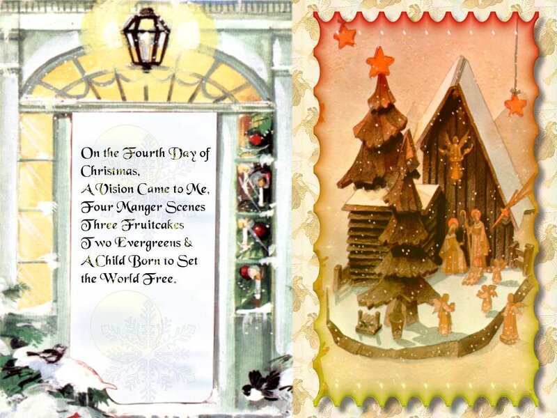 Nativity Scene in Snow — Brown, Festive
