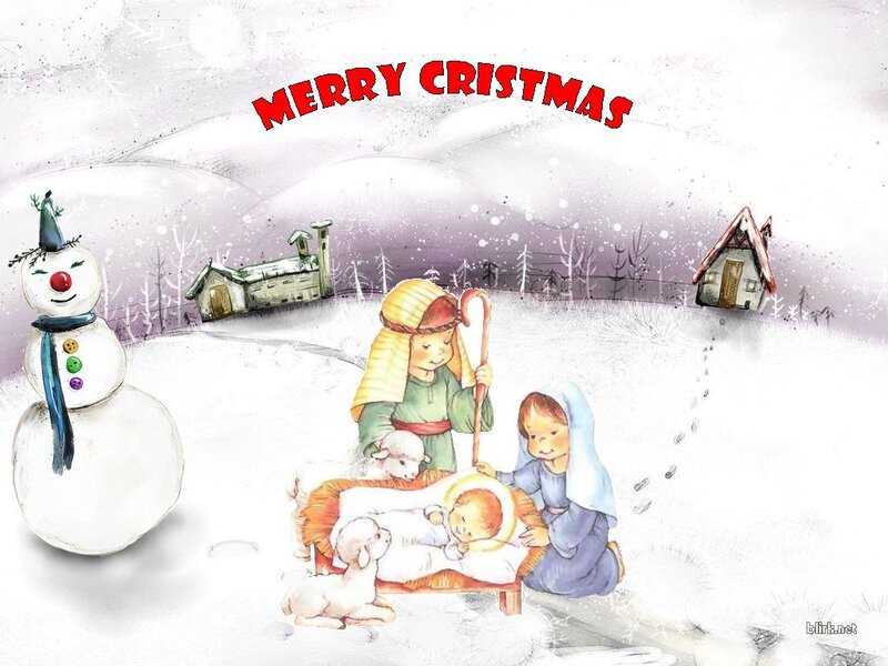 Nativity Scene in Snow — White, Peaceful, Winter