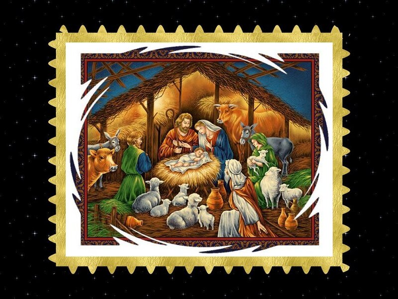 Nativity Scene in Stable — Gold