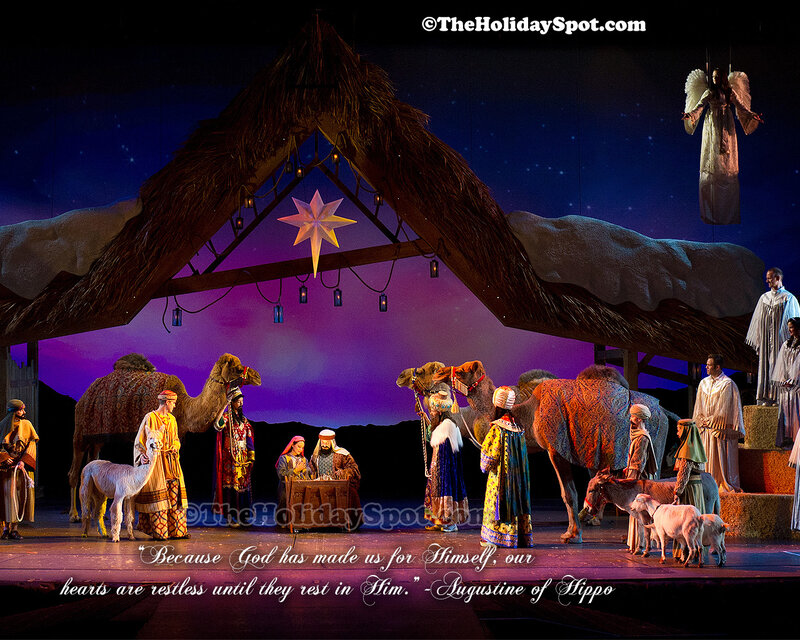 Nativity Scene on Stage — Purple