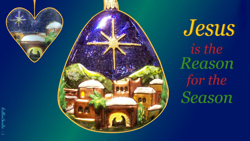 Nativity Scene Ornament — Blue