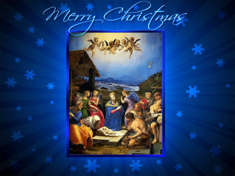 Nativity Scene Painting — Blue, Serene