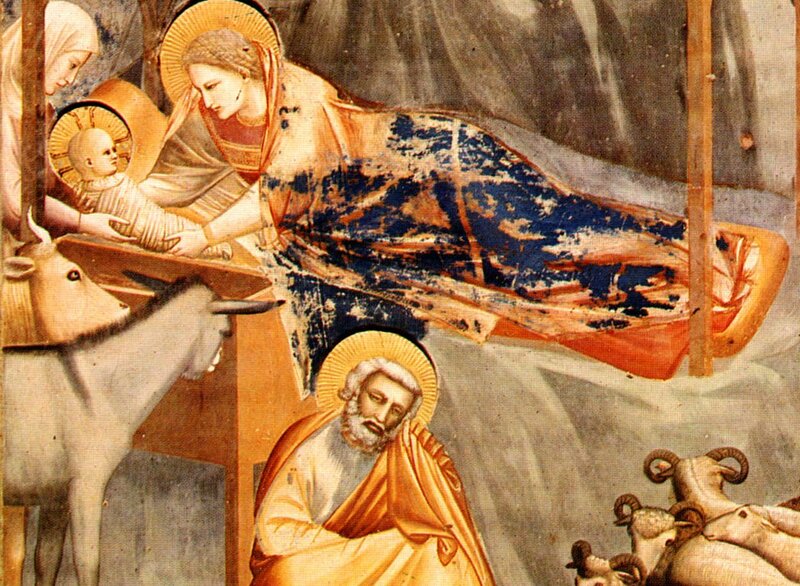 Nativity Scene Painting — Blue