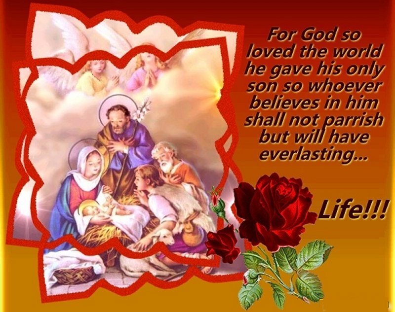Nativity Scene with Angels — Red