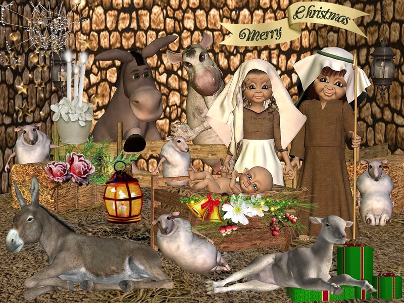 Nativity Scene with Animals — Brown, Peaceful