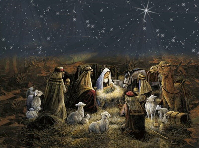 Nativity Scene with Animals — Brown, Serene