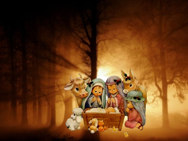 Nativity Scene with Animals — Brown