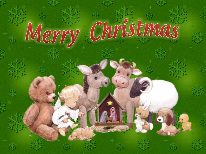 Nativity Scene with Animals — Green, Festive