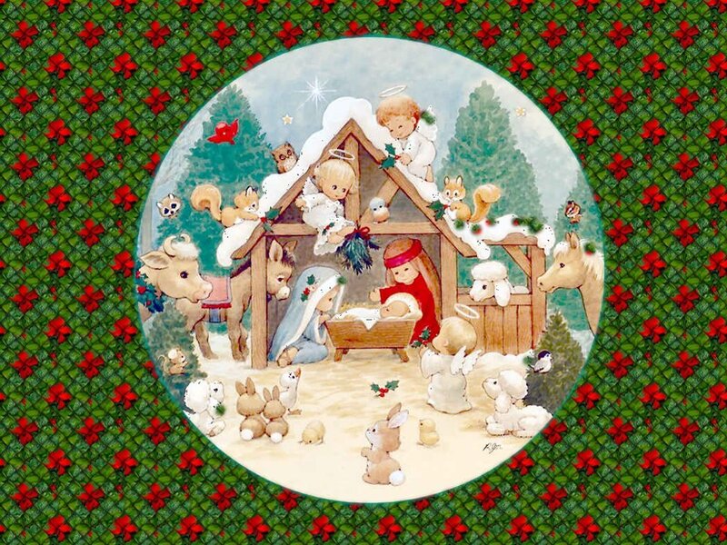 Nativity Scene with Animals — Green