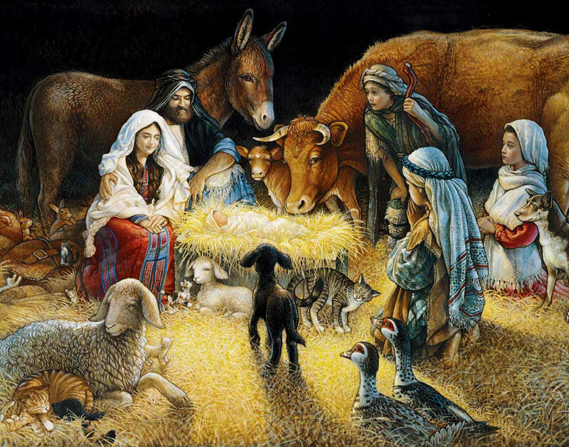 Nativity Scene with Animals — Yellow