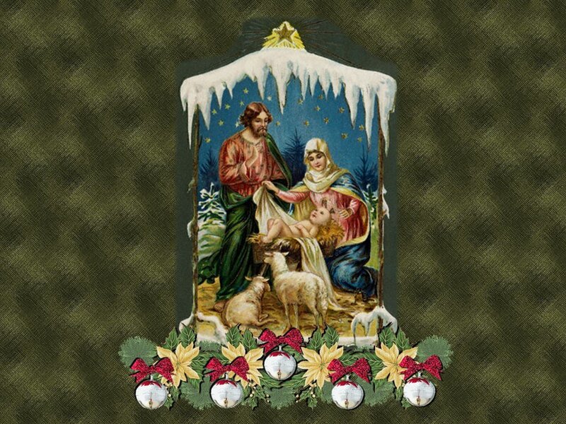 Nativity Scene with Baby Jesus — Green