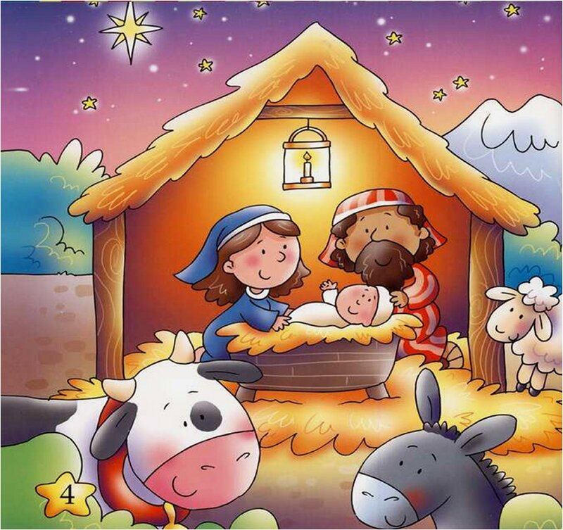 Nativity Scene with Baby Jesus — Purple