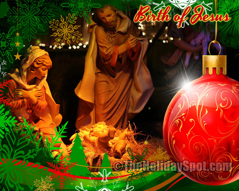 Nativity Scene with Baby Jesus — Red, Festive