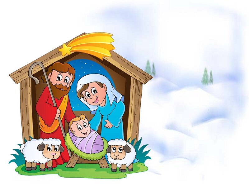 Nativity Scene with Baby Jesus — White