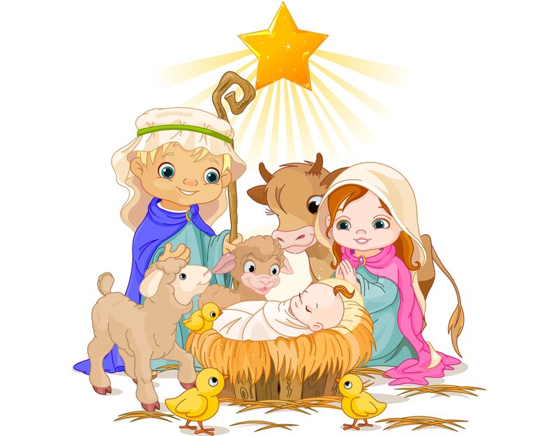 Nativity Scene with Baby Jesus — Yellow