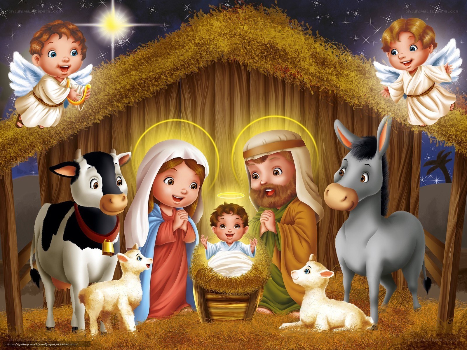 Nativity scene with baby Jesus
