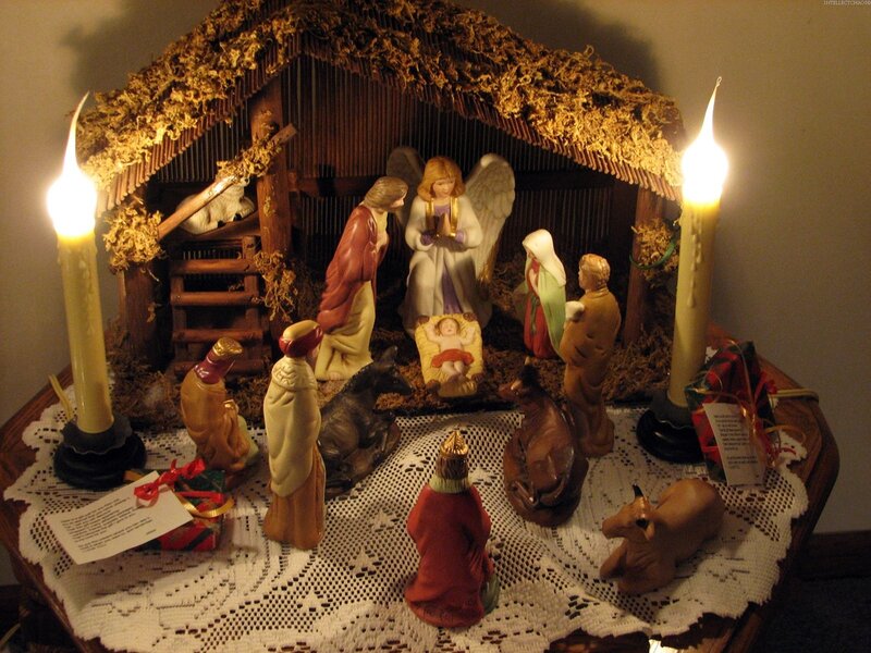 Nativity scene with candles