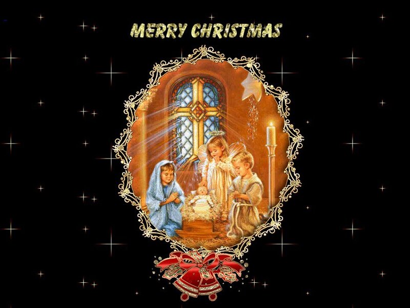 Nativity Scene with Children — Black