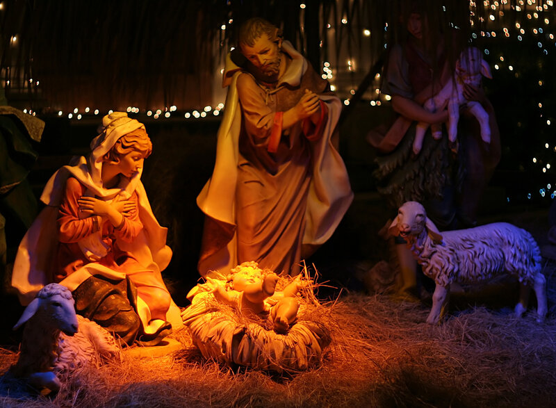 Nativity Scene with Figures — Orange, Serene