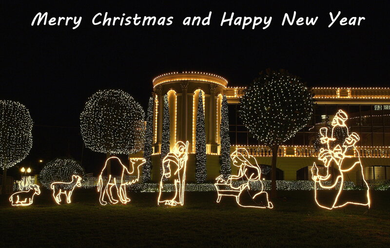 Nativity Scene with Lights — White
