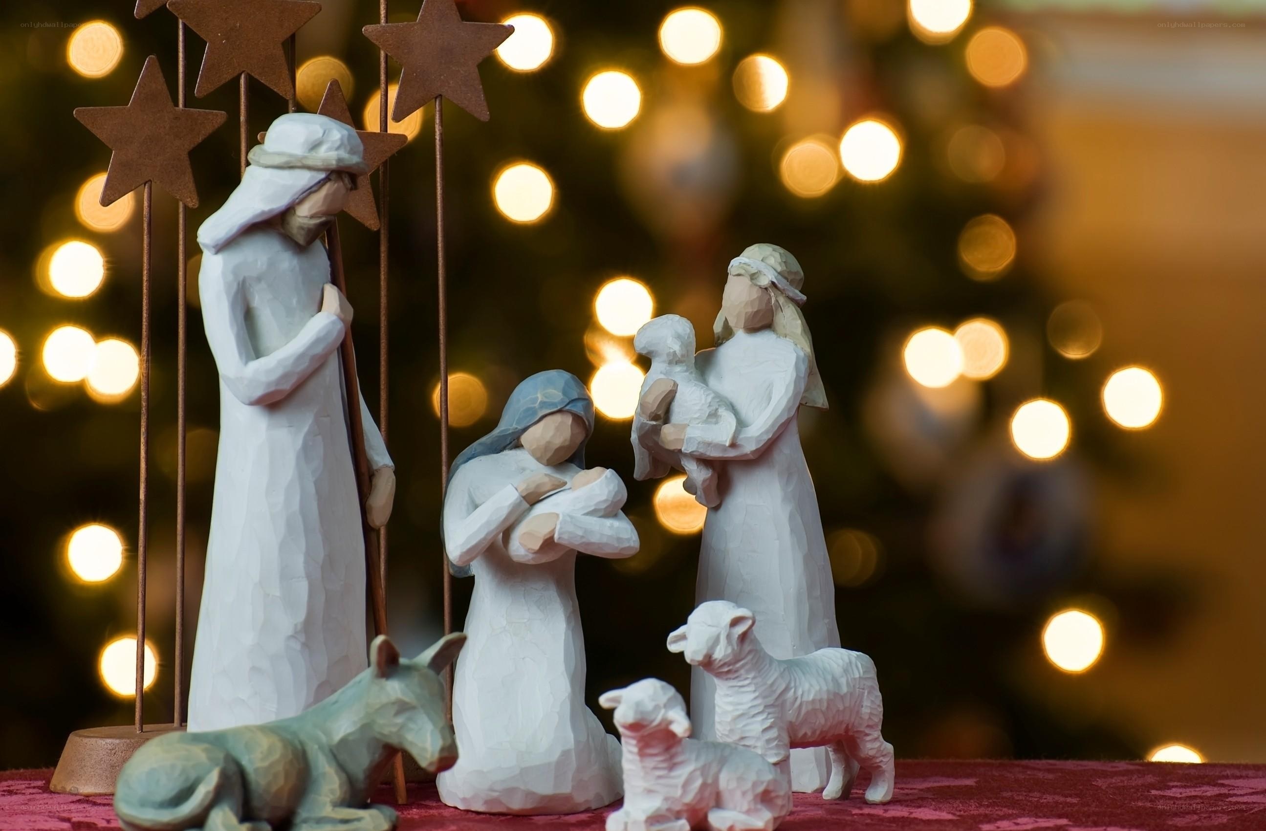 Nativity scene with lights