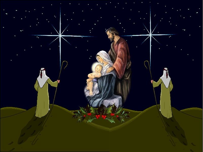 Nativity Scene with Shepherds — Dark Blue