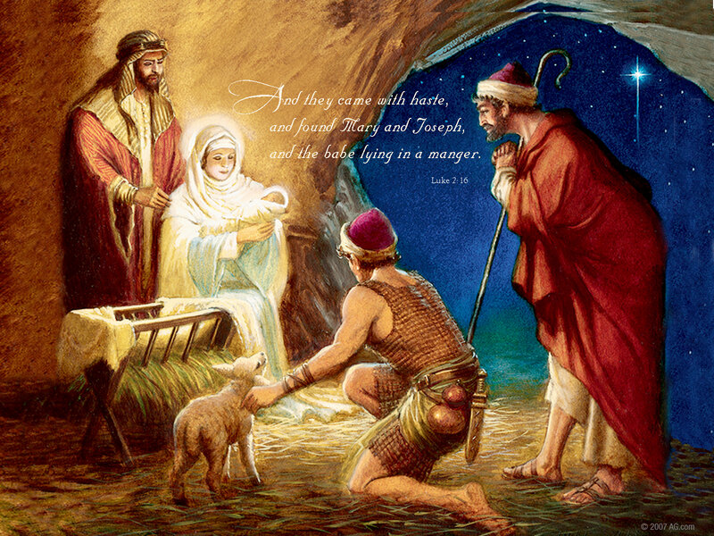 Nativity scene with shepherds