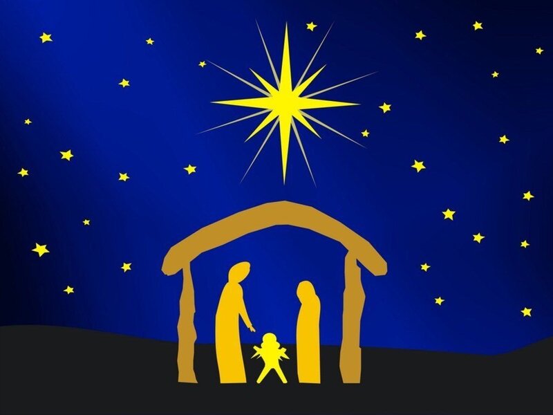 Nativity Scene with Star — Blue, Serene, Night