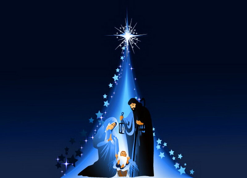 Nativity Scene with Star — Blue
