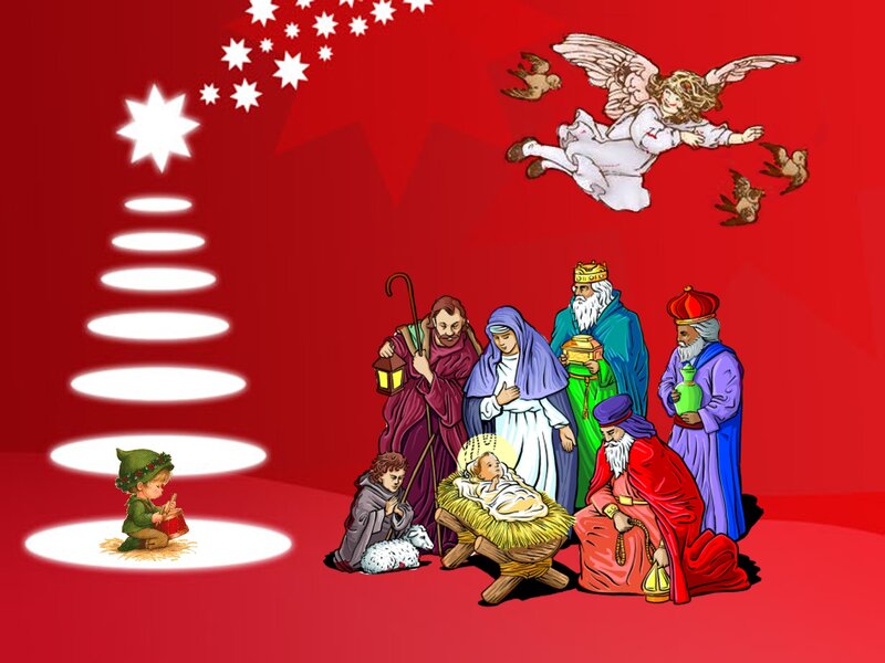 Nativity Scene with Wise Men — Red