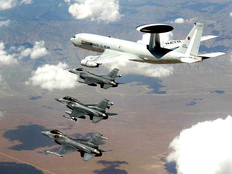 NATO AWACS with fighter escorts