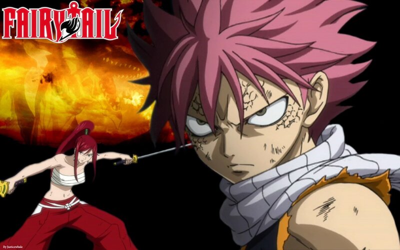 Natsu and Erza in battle