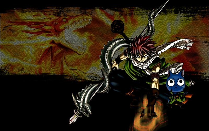 Natsu and Happy with dragon