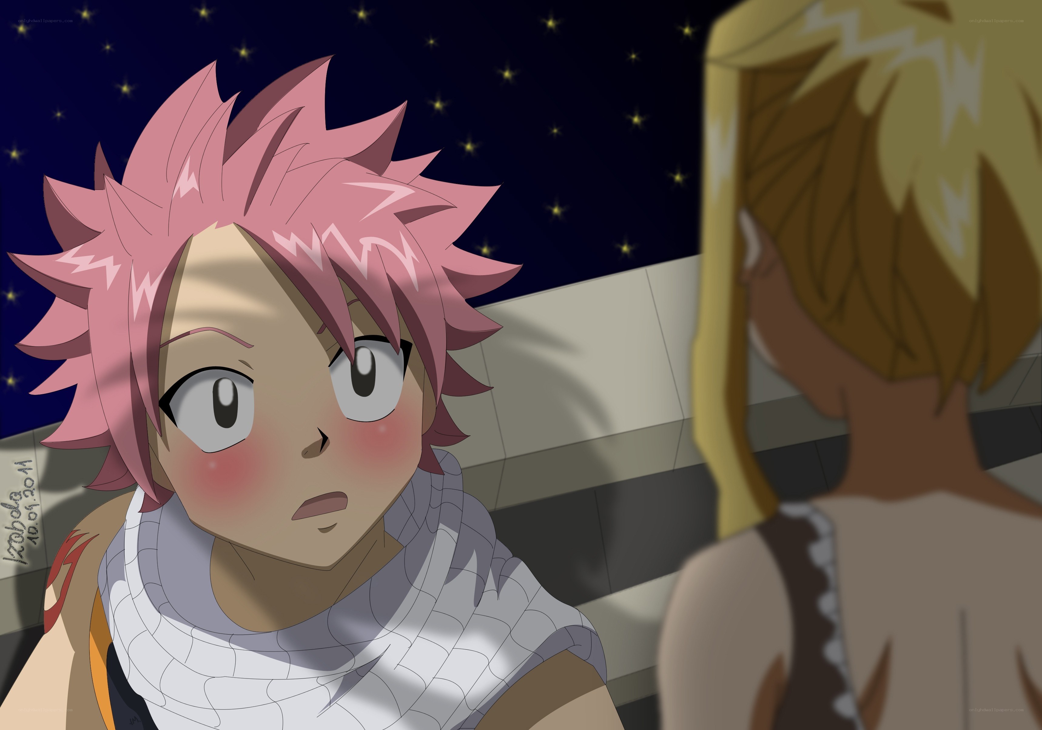 Natsu and Lucy at night