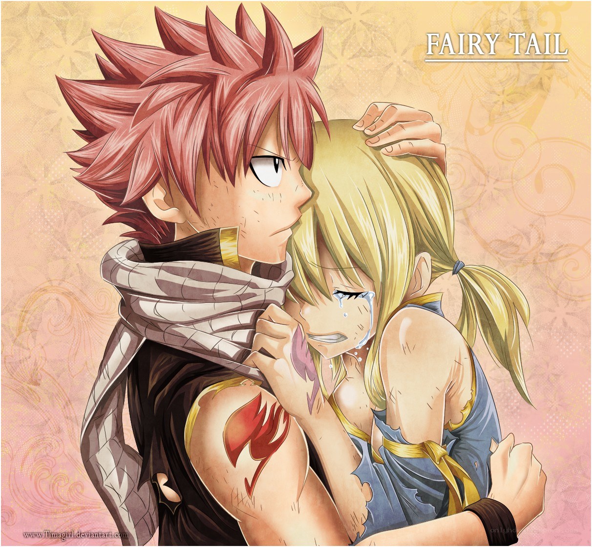 Natsu and Lucy embrace