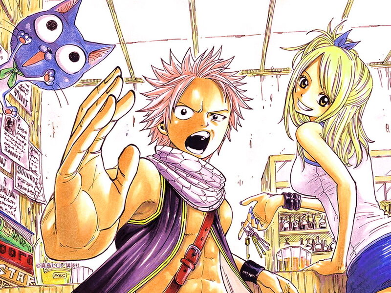 Natsu and Lucy in a bar
