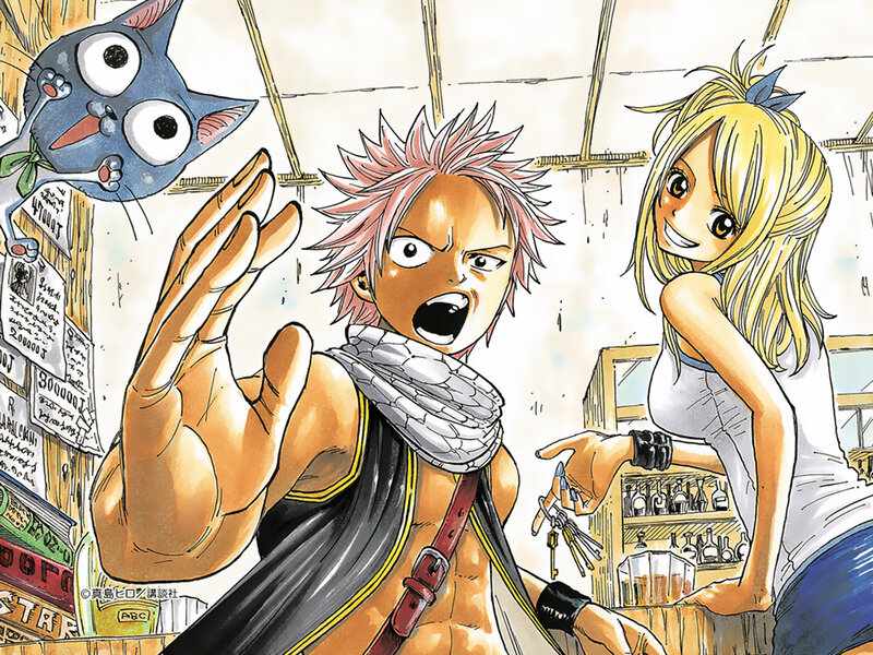 Natsu and Lucy in a bar