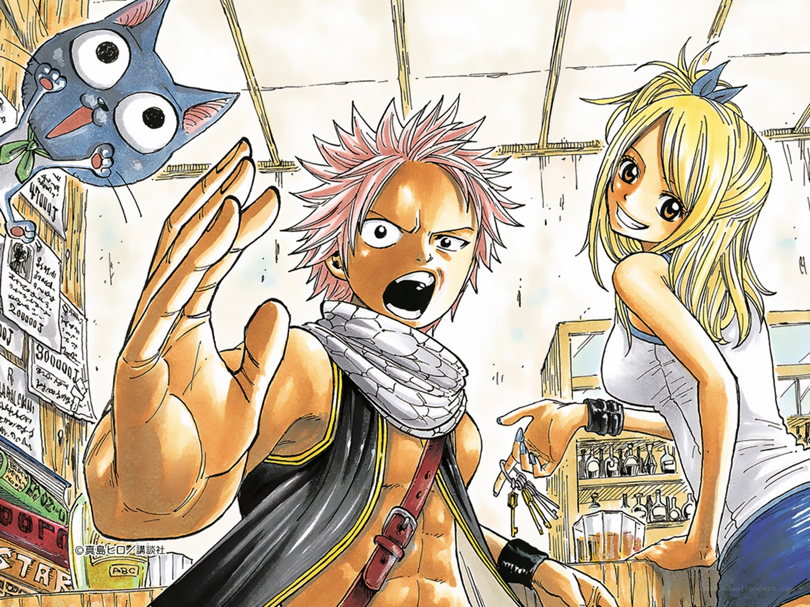 Natsu and Lucy in a bar